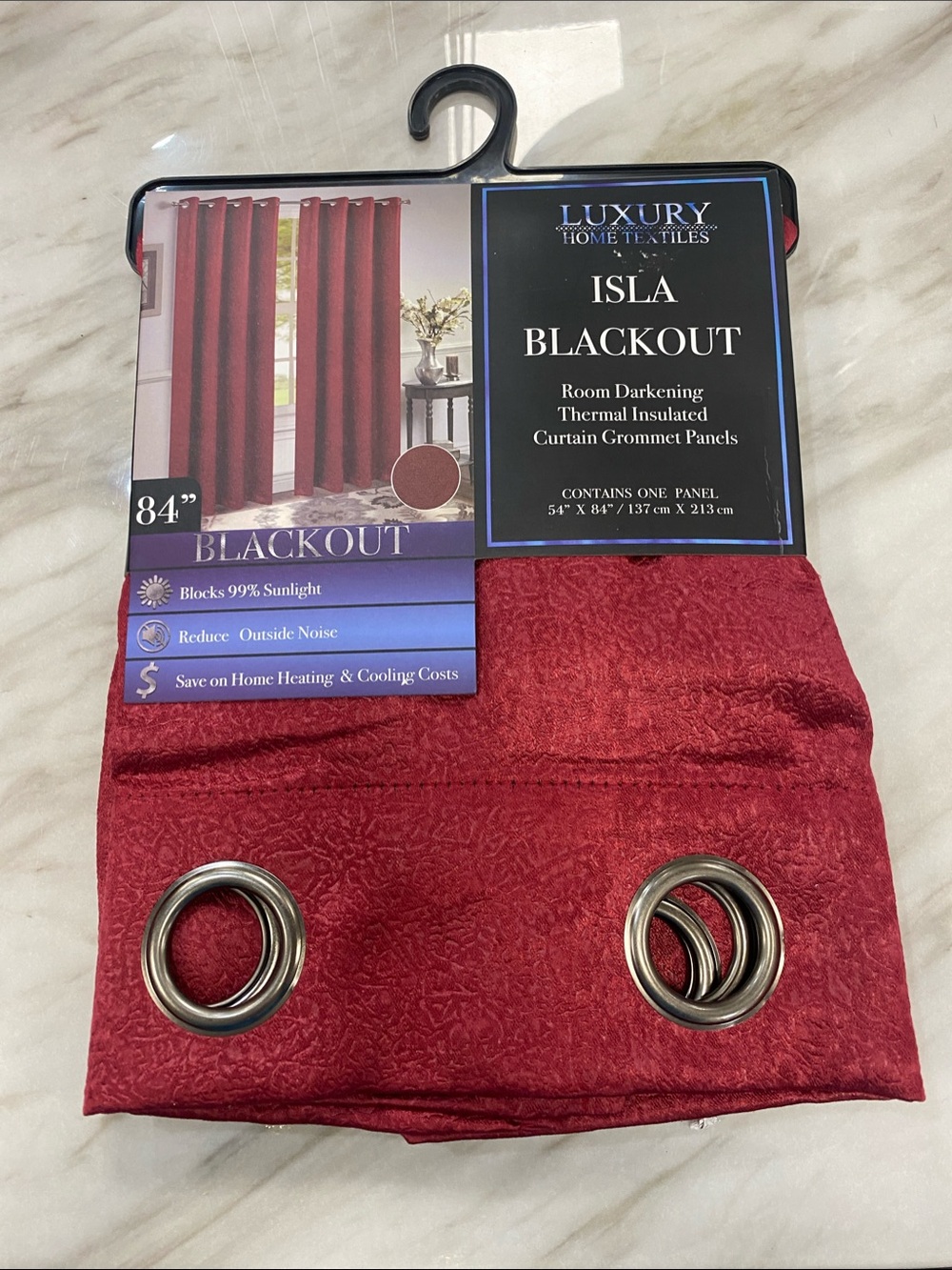 Blackout Grommet Curtain Panel - burgundy color
